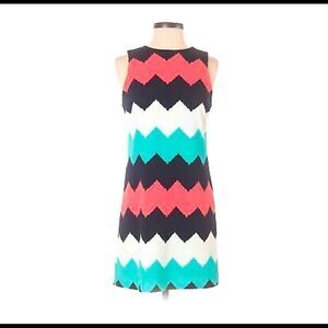 AQUA Chevron Sleeveless Mini Dress XS Beautiful weddings coral turquoise